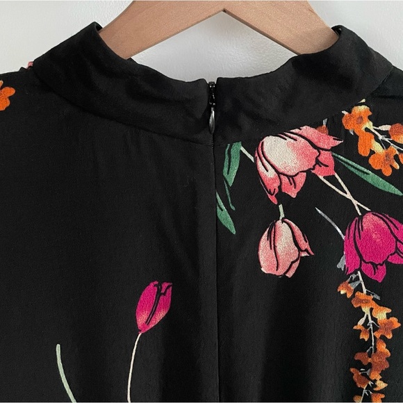 H&M Floral Peplum Long Sleeve Dress Size 8 - Picture 5 of 7